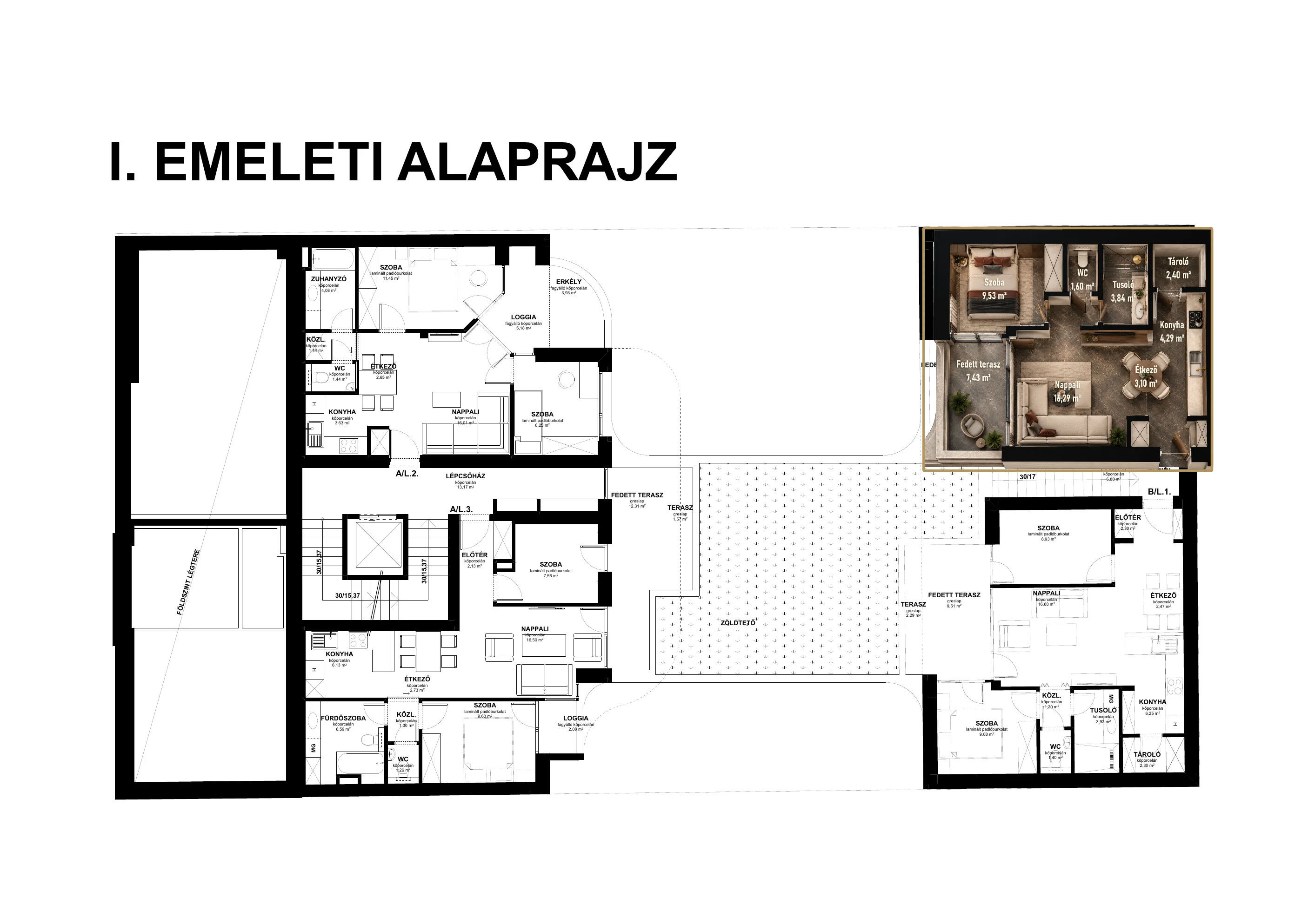 I. emelet alaprajza, B/L.2 lakás
