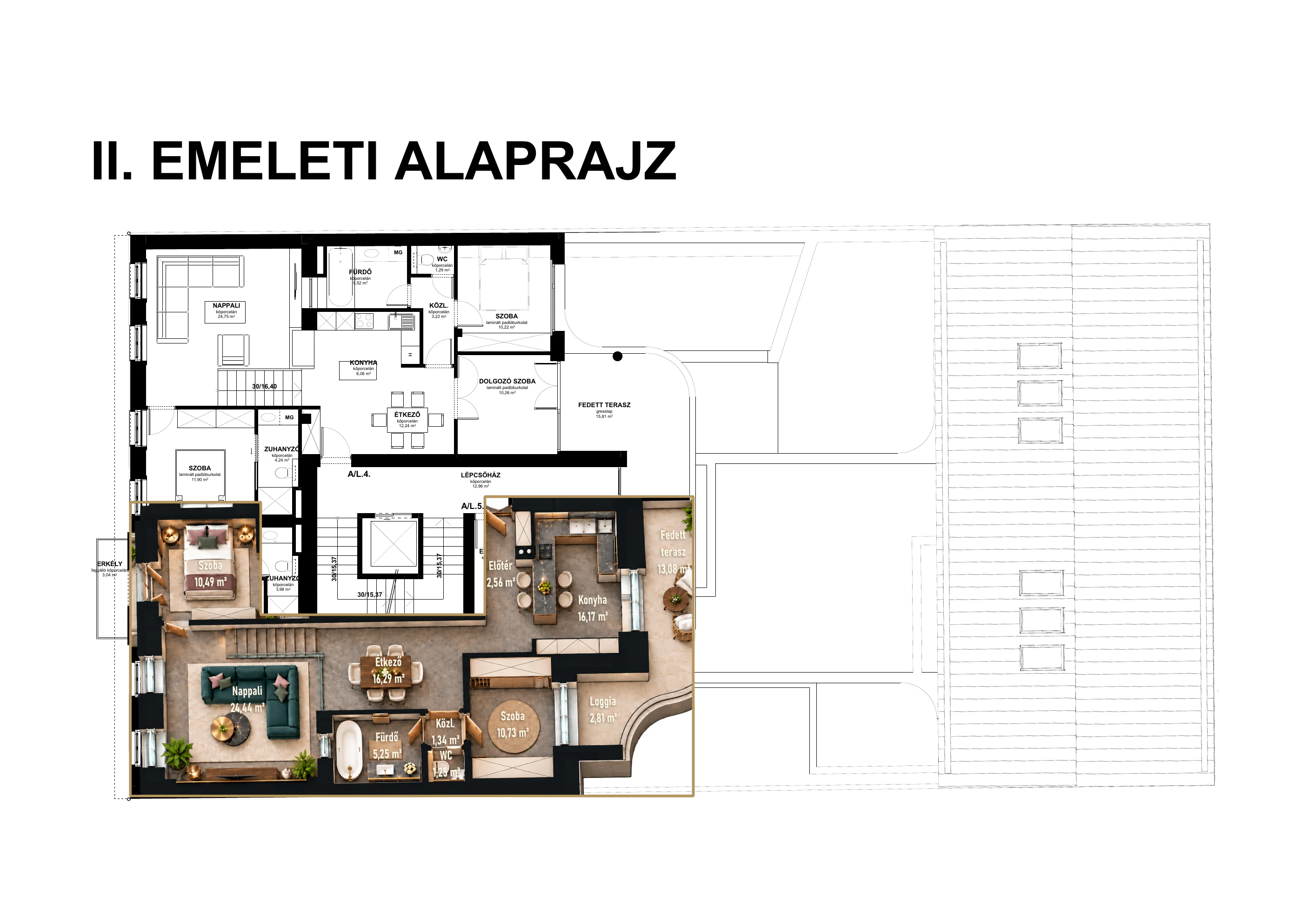 II. emelet alaprajza, kijelölve: A/L.5