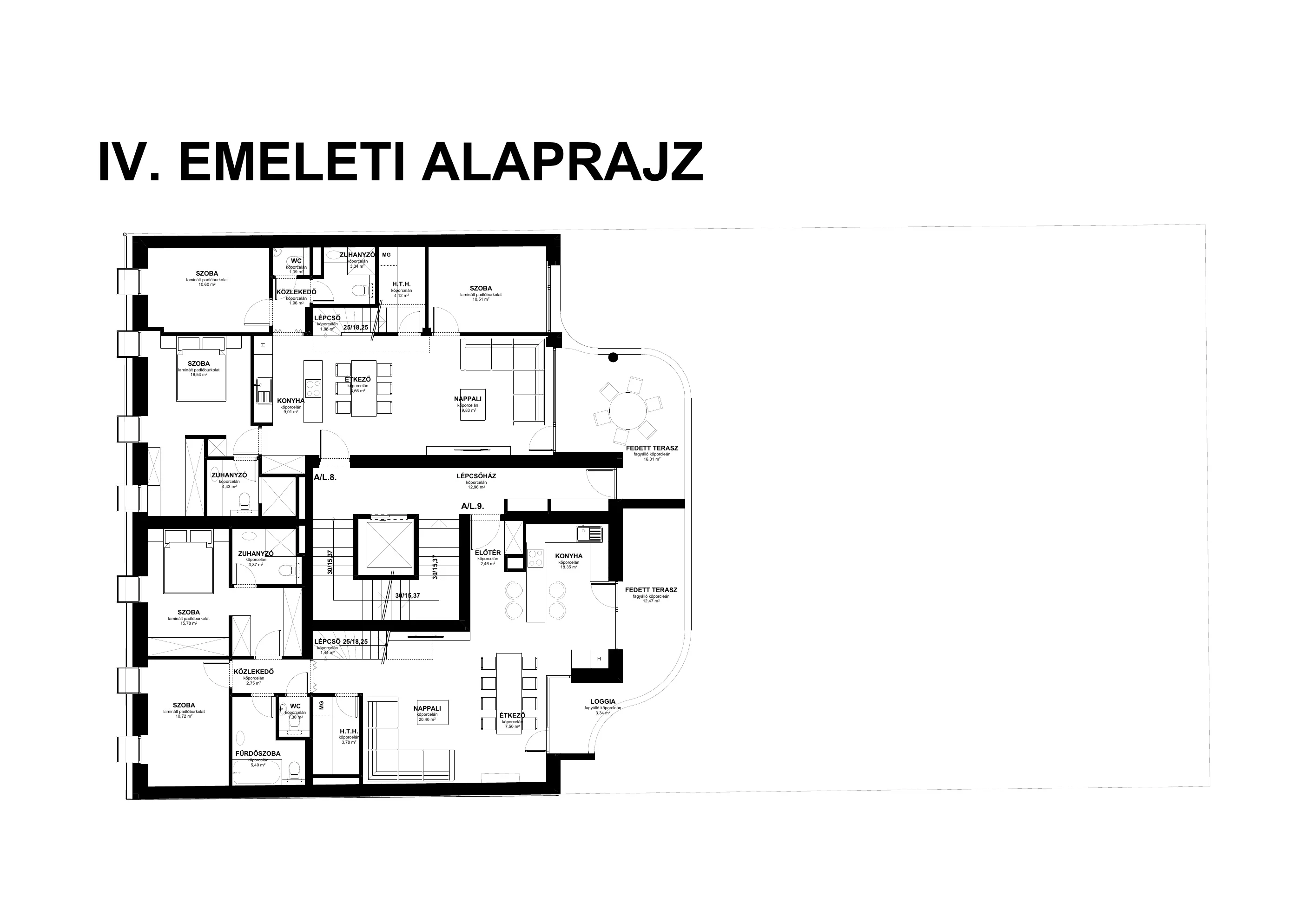 IV. emelet és tetőtér alaprajza, A/L.10 lakás